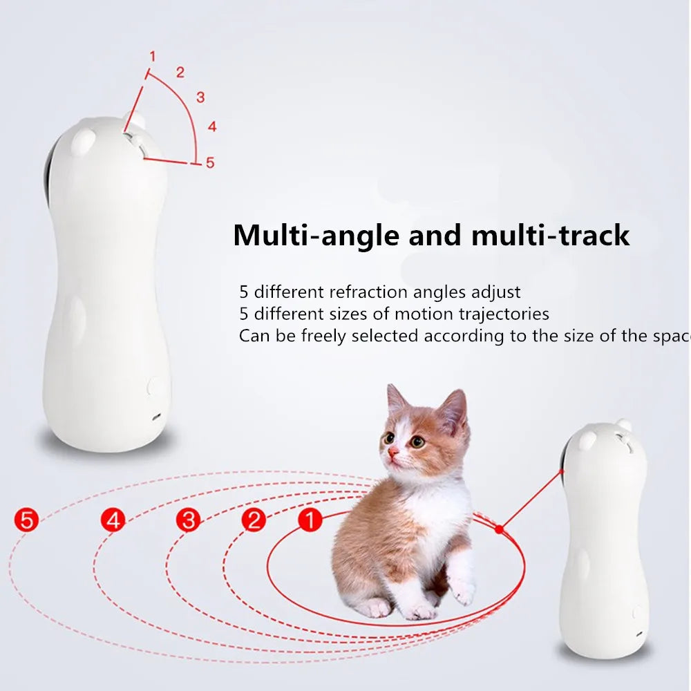 Cat Laser Toy Automatic Teaser Laser LED Kitten Interactive Training Entertaining Multi-Angle Adjustable USB Charge