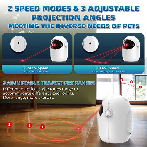 Automatic Laser Cat Toy Rechargeable Auto-rotation Laser Light Interactive Cat Toys Pet Tease Device Dog Toy Fast and Slow Mode