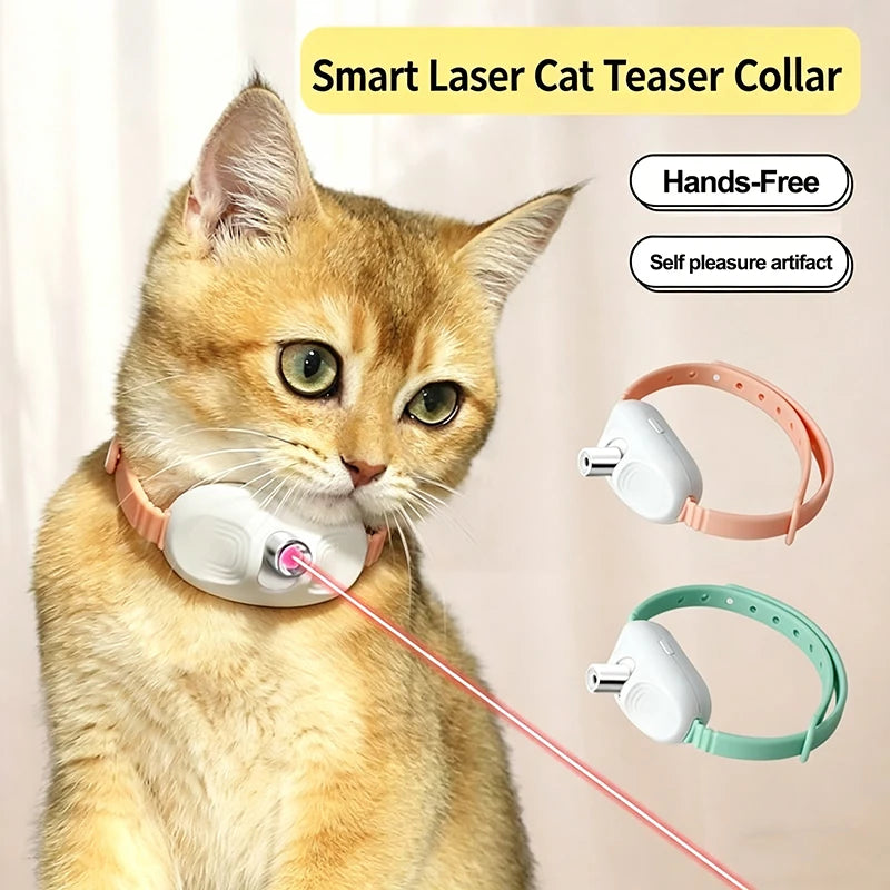 Smart Laser Cat Teaser Collar, Hands-Free USB Rechargeable LED Laser Pet Toy For Kitten Relieve Anxiety Pet Supplies