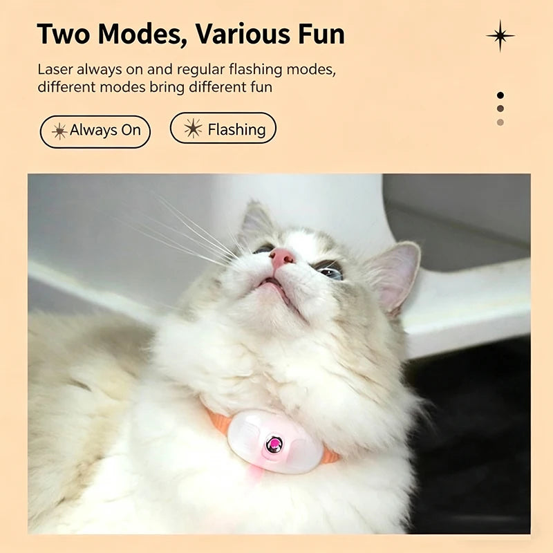 Smart Laser Cat Teaser Collar, Hands-Free USB Rechargeable LED Laser Pet Toy For Kitten Relieve Anxiety Pet Supplies