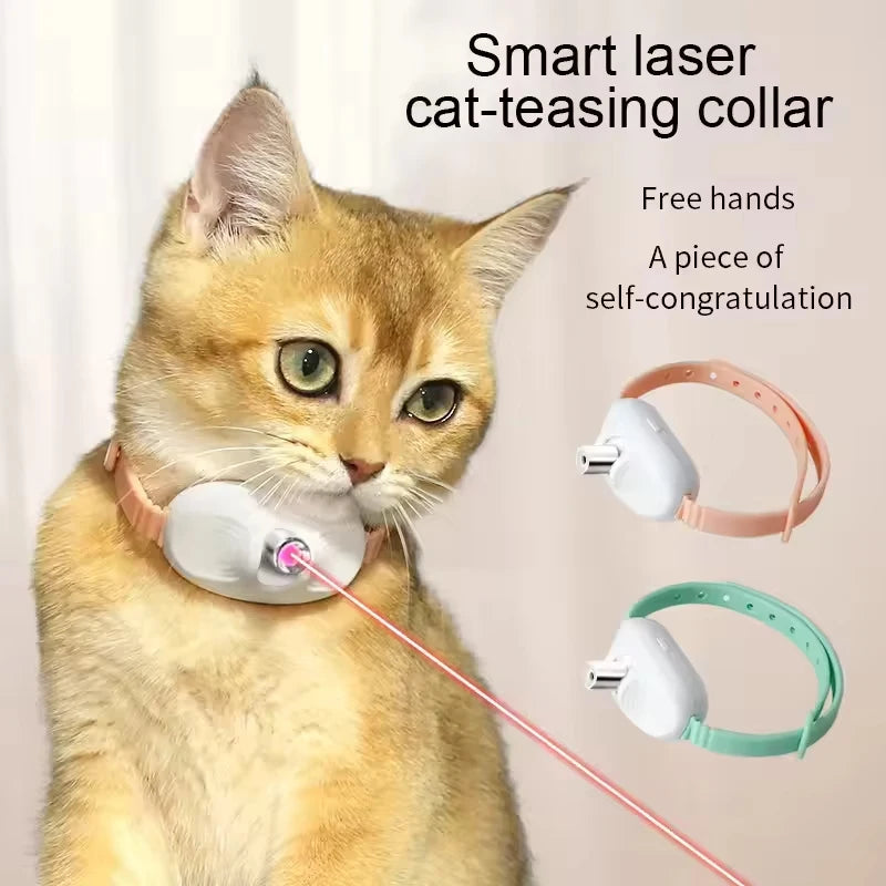 Laser Cat Collar Teasing Cat Electric USB Charging Kitten Automatic Cats Toy Smart Laser Teasing Cat Interactive Toy